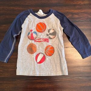 Bottlecapps Kids Basketball Graphic Raglan Shirt - Blue & Gray Size 2T